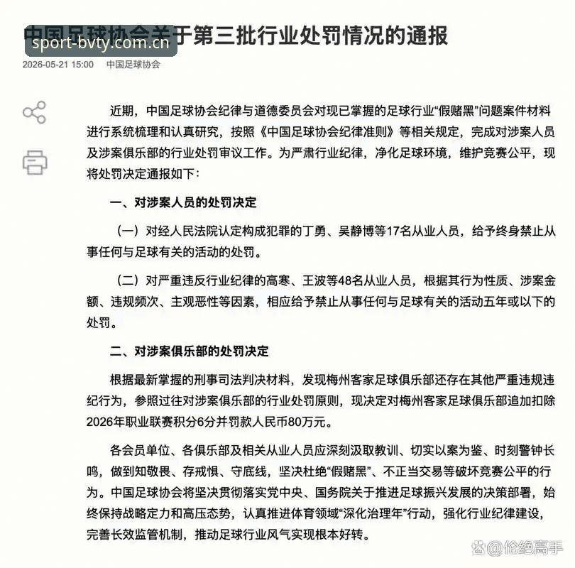 中国足协第三批禁足名单深度解析：65名从业者遭重罚背后的行业地震与宝威体育平台观赛洞察